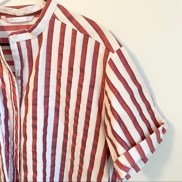 SOLD Red and off white stripped blouse - Picture 7 of 15